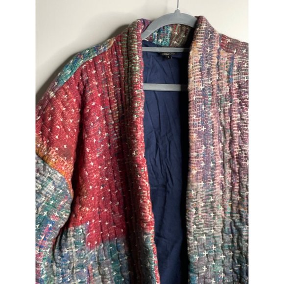 Anthropologie Neeru Kumar Stitched Sharona Quilted Blanket Kimono Jacket Size L - Picture 8 of 9